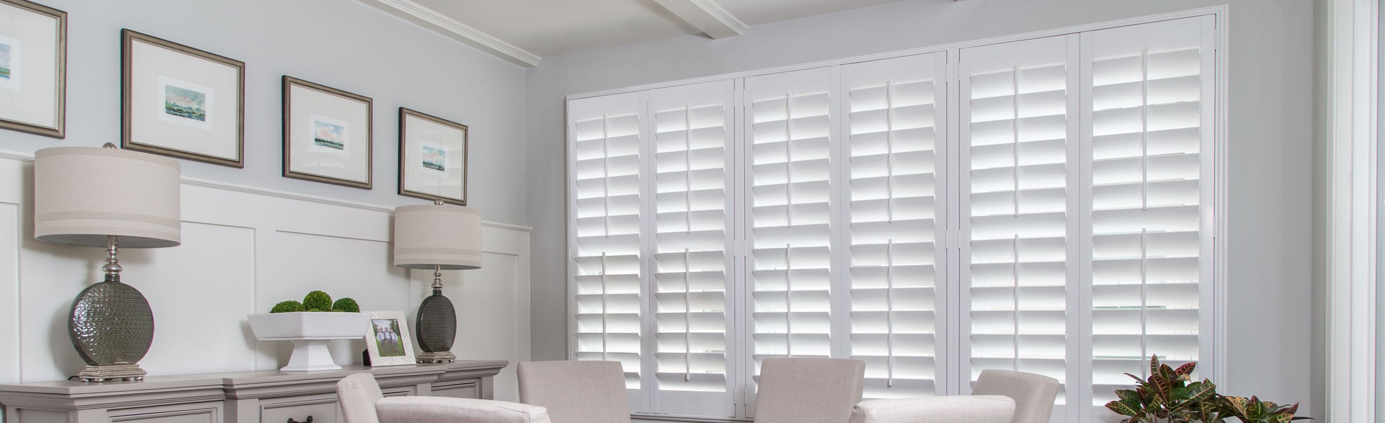 White Shutters in Dining Room