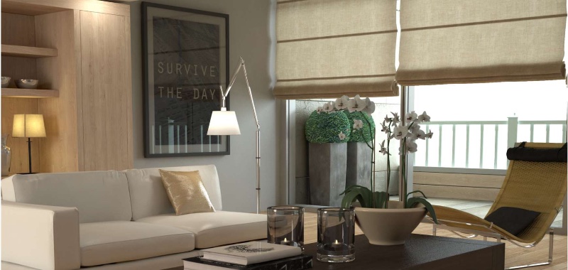 Roman shades in a traditional living room