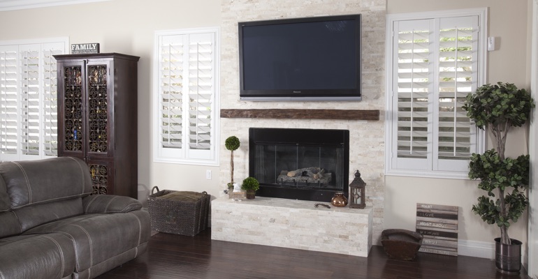 Shutters match chic houses incredibly well. interior shutters in Denver living room